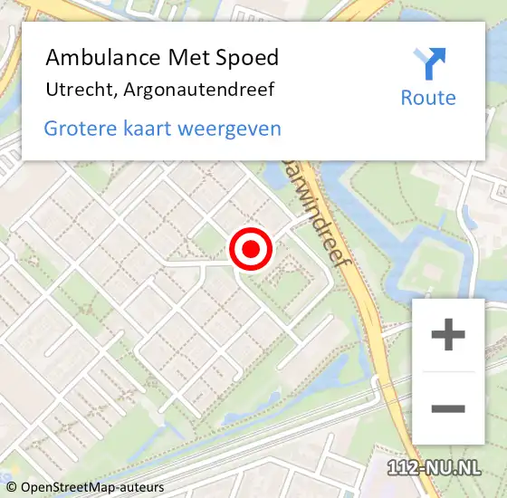 Locatie op kaart van de 112 melding: Ambulance Met Spoed Naar Utrecht, Argonautendreef op 20 juli 2014 20:14