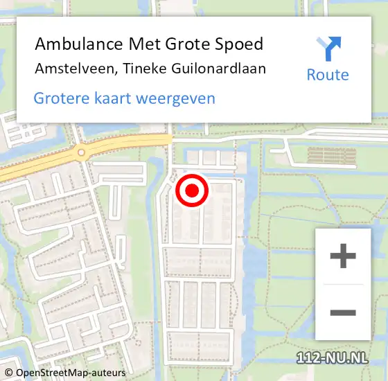 Locatie op kaart van de 112 melding: Ambulance Met Grote Spoed Naar Amstelveen, Tineke Guilonardlaan op 20 juni 2022 15:37