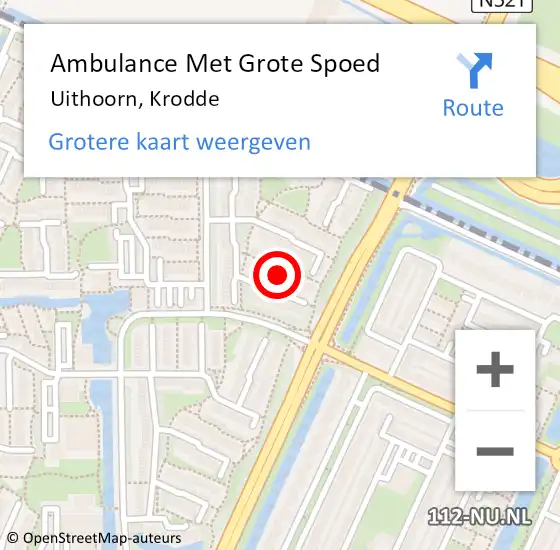 Locatie op kaart van de 112 melding: Ambulance Met Grote Spoed Naar Uithoorn, Krodde op 20 juni 2022 15:43