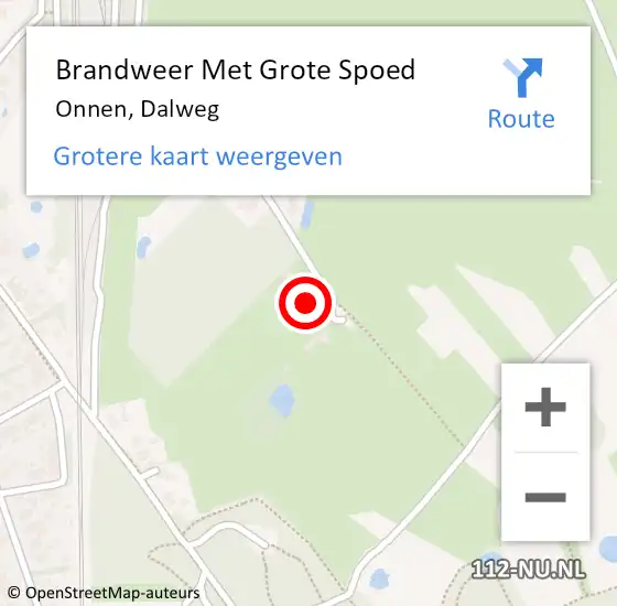 Locatie op kaart van de 112 melding: Brandweer Met Grote Spoed Naar Onnen, Dalweg op 20 juli 2014 20:19