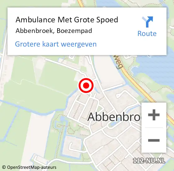 Locatie op kaart van de 112 melding: Ambulance Met Grote Spoed Naar Abbenbroek, Boezempad op 20 juni 2022 16:02