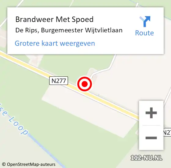 Locatie op kaart van de 112 melding: Brandweer Met Spoed Naar De Rips, Burgemeester Wijtvlietlaan op 20 juni 2022 16:04