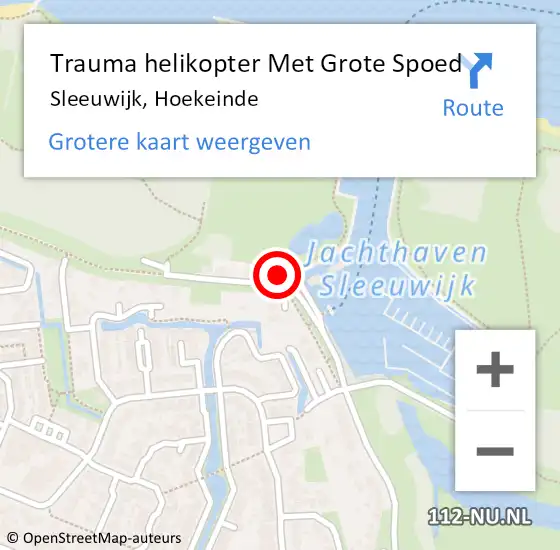 Locatie op kaart van de 112 melding: Trauma helikopter Met Grote Spoed Naar Sleeuwijk, Hoekeinde op 20 juni 2022 16:06