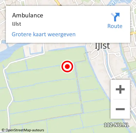 Locatie op kaart van de 112 melding: Ambulance IJlst op 20 juni 2022 16:14