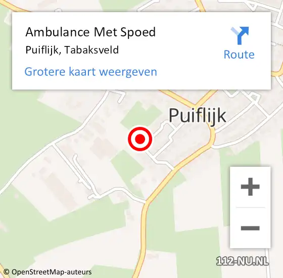 Locatie op kaart van de 112 melding: Ambulance Met Spoed Naar Puiflijk, Tabaksveld op 20 juni 2022 16:21