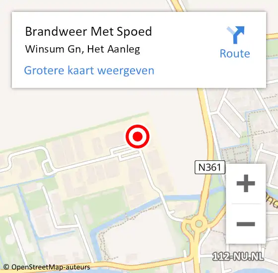 Locatie op kaart van de 112 melding: Brandweer Met Spoed Naar Winsum Gn, Het Aanleg op 20 juli 2014 20:23