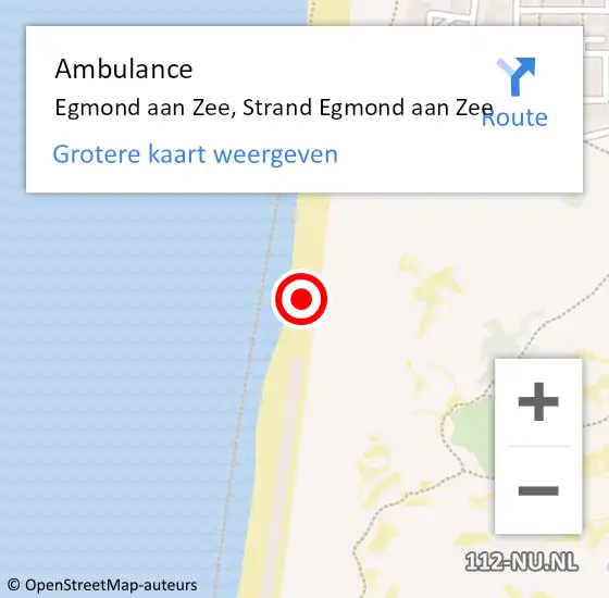 Locatie op kaart van de 112 melding: Ambulance Egmond aan Zee, Strand Egmond aan Zee op 20 juni 2022 16:26