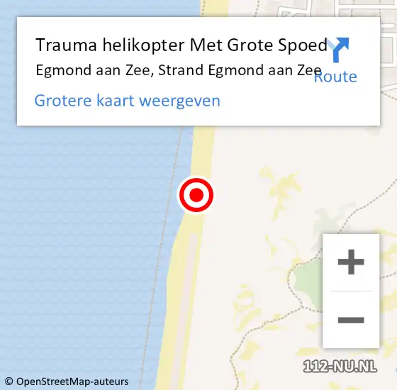 Locatie op kaart van de 112 melding: Trauma helikopter Met Grote Spoed Naar Egmond aan Zee, Strand Egmond aan Zee op 20 juni 2022 16:27