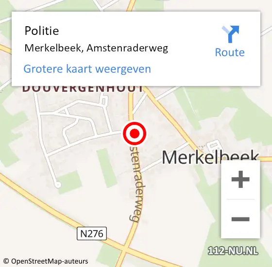 Locatie op kaart van de 112 melding: Politie Merkelbeek, Amstenraderweg op 20 juni 2022 16:31