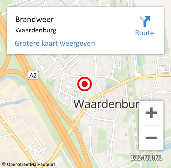 Locatie op kaart van de 112 melding: Brandweer Waardenburg op 20 juni 2022 16:55