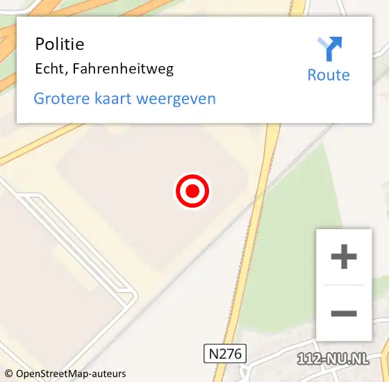 Locatie op kaart van de 112 melding: Politie Echt, Fahrenheitweg op 20 juni 2022 17:14