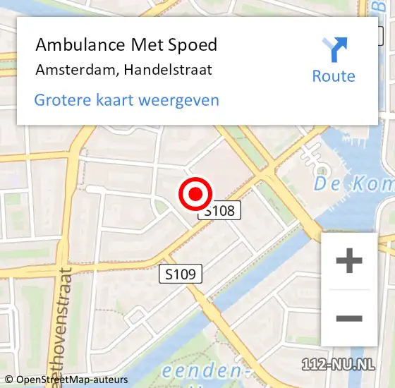 Locatie op kaart van de 112 melding: Ambulance Met Spoed Naar Amsterdam, Handelstraat op 20 juli 2014 20:29