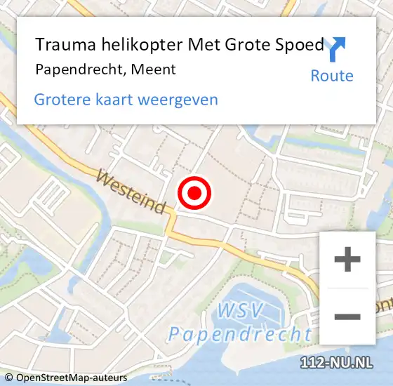 Locatie op kaart van de 112 melding: Trauma helikopter Met Grote Spoed Naar Papendrecht, Meent op 20 juni 2022 17:28