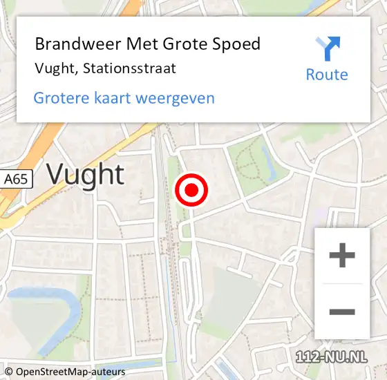 Locatie op kaart van de 112 melding: Brandweer Met Grote Spoed Naar Vught, Stationsstraat op 20 juni 2022 17:37