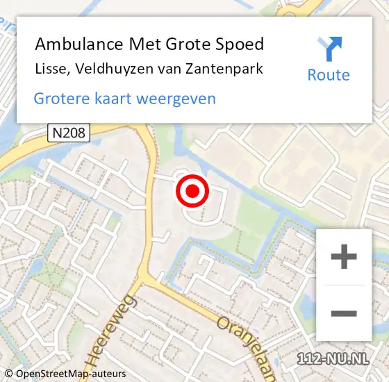 Locatie op kaart van de 112 melding: Ambulance Met Grote Spoed Naar Lisse, Veldhuyzen van Zantenpark op 20 juni 2022 17:44