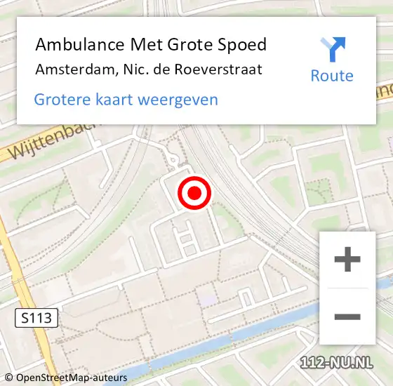 Locatie op kaart van de 112 melding: Ambulance Met Grote Spoed Naar Amsterdam, Nic. de Roeverstraat op 20 juni 2022 17:45