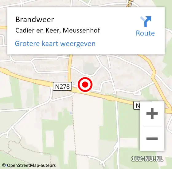 Locatie op kaart van de 112 melding: Brandweer Cadier en Keer, Meussenhof op 20 juli 2014 20:35