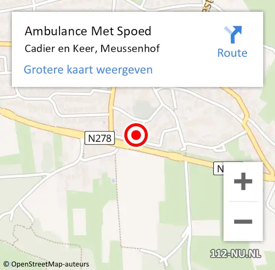 Locatie op kaart van de 112 melding: Ambulance Met Spoed Naar Cadier en Keer, Meussenhof op 20 juli 2014 20:35