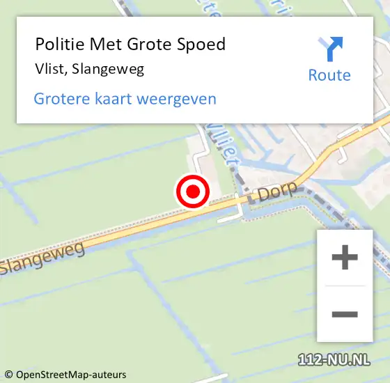 Locatie op kaart van de 112 melding: Politie Met Grote Spoed Naar Vlist, Slangeweg op 20 juni 2022 18:17