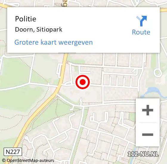 Locatie op kaart van de 112 melding: Politie Doorn, Sitiopark op 20 juni 2022 18:27