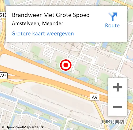 Locatie op kaart van de 112 melding: Brandweer Met Grote Spoed Naar Amstelveen, Meander op 20 juni 2022 18:38