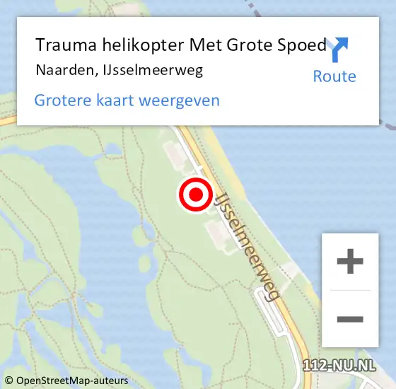 Locatie op kaart van de 112 melding: Trauma helikopter Met Grote Spoed Naar Naarden, IJsselmeerweg op 20 juni 2022 18:41
