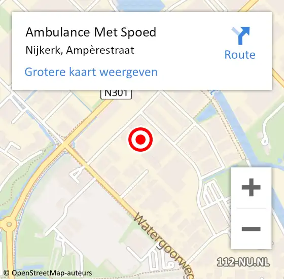 Locatie op kaart van de 112 melding: Ambulance Met Spoed Naar Nijkerk, Ampèrestraat op 20 juni 2022 18:42