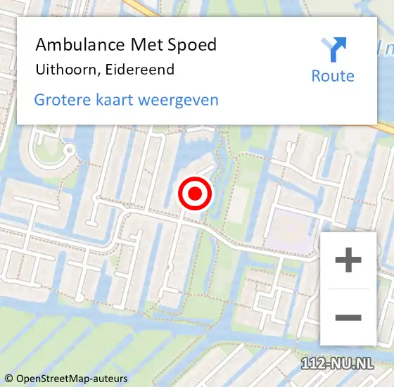 Locatie op kaart van de 112 melding: Ambulance Met Spoed Naar Uithoorn, Eidereend op 20 juni 2022 18:53