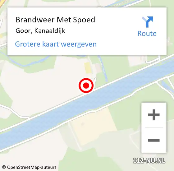 Locatie op kaart van de 112 melding: Brandweer Met Spoed Naar Goor, Kanaaldijk op 20 juni 2022 18:58