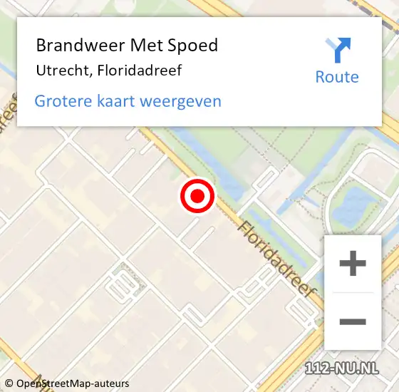 Locatie op kaart van de 112 melding: Brandweer Met Spoed Naar Utrecht, Floridadreef op 20 juni 2022 19:08