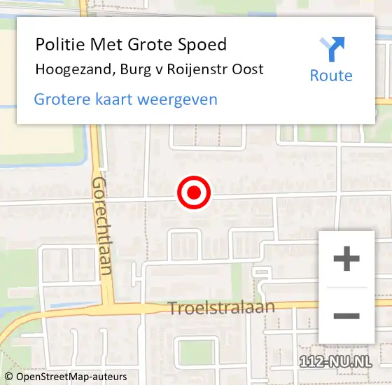 Locatie op kaart van de 112 melding: Politie Met Grote Spoed Naar Hoogezand, Burg v Roijenstr Oost op 20 juni 2022 19:08