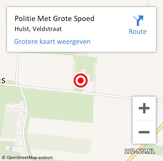 Locatie op kaart van de 112 melding: Politie Met Grote Spoed Naar Hulst, Veldstraat op 20 juni 2022 19:11