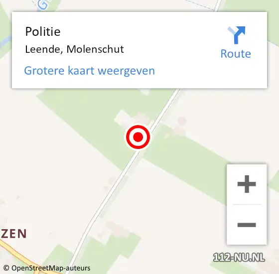 Locatie op kaart van de 112 melding: Politie Leende, Molenschut op 20 juni 2022 19:14