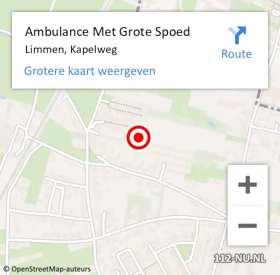 Locatie op kaart van de 112 melding: Ambulance Met Grote Spoed Naar Limmen, Kapelweg op 20 juni 2022 19:29