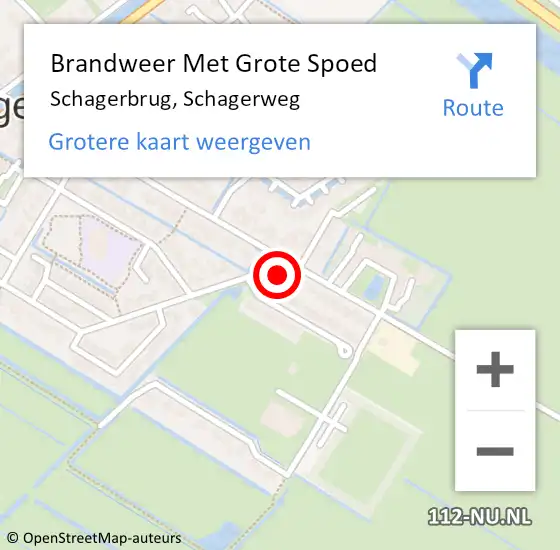 Locatie op kaart van de 112 melding: Brandweer Met Grote Spoed Naar Schagerbrug, Schagerweg op 20 juni 2022 19:54