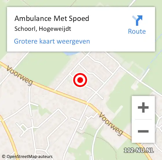 Locatie op kaart van de 112 melding: Ambulance Met Spoed Naar Schoorl, Hogeweijdt op 20 juni 2022 19:56