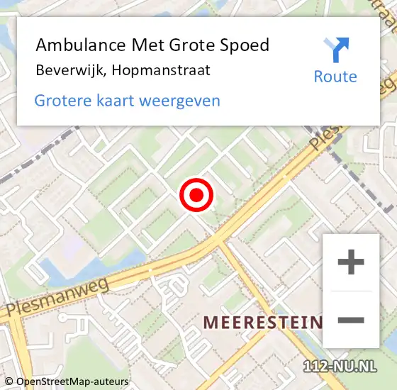 Locatie op kaart van de 112 melding: Ambulance Met Grote Spoed Naar Beverwijk, Hopmanstraat op 20 juni 2022 20:06