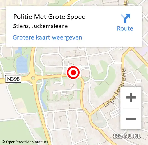 Locatie op kaart van de 112 melding: Politie Met Grote Spoed Naar Stiens, Juckemaleane op 20 juni 2022 20:16