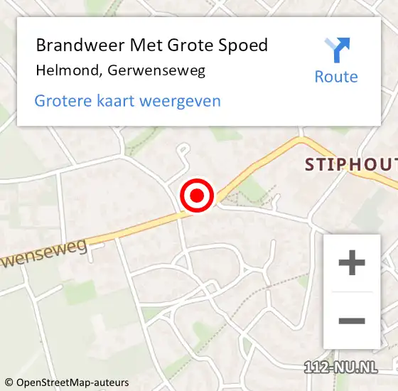 Locatie op kaart van de 112 melding: Brandweer Met Grote Spoed Naar Helmond, Gerwenseweg op 20 juni 2022 20:19