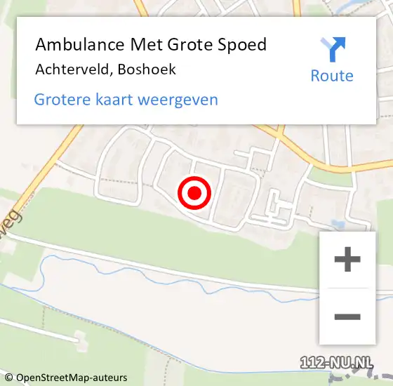 Locatie op kaart van de 112 melding: Ambulance Met Grote Spoed Naar Achterveld, Boshoek op 20 juni 2022 20:24