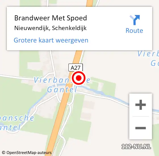 Locatie op kaart van de 112 melding: Brandweer Met Spoed Naar Nieuwendijk, Schenkeldijk op 20 juni 2022 20:36