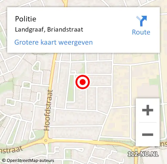 Locatie op kaart van de 112 melding: Politie Landgraaf, Briandstraat op 20 juni 2022 20:47