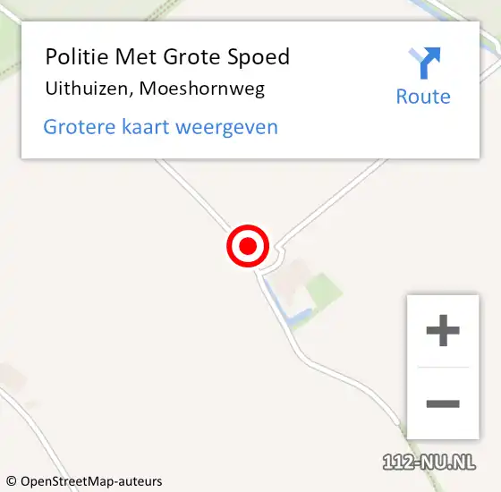 Locatie op kaart van de 112 melding: Politie Met Grote Spoed Naar Uithuizen, Moeshornweg op 20 juni 2022 20:48