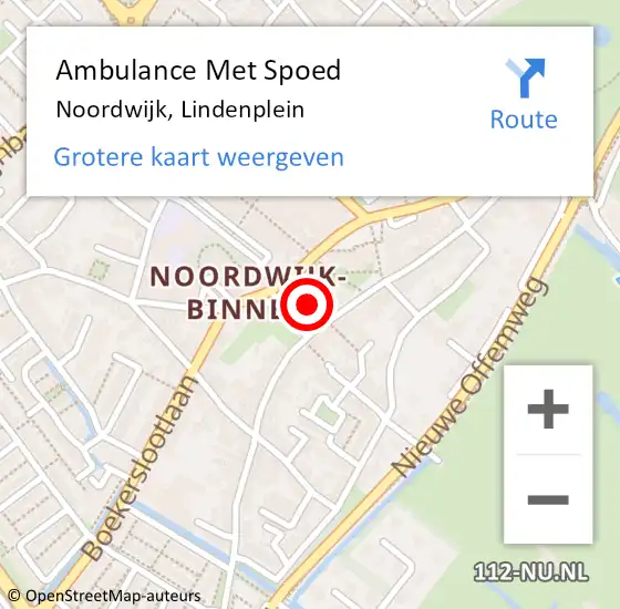 Locatie op kaart van de 112 melding: Ambulance Met Spoed Naar Noordwijk, Lindenplein op 20 juni 2022 20:50