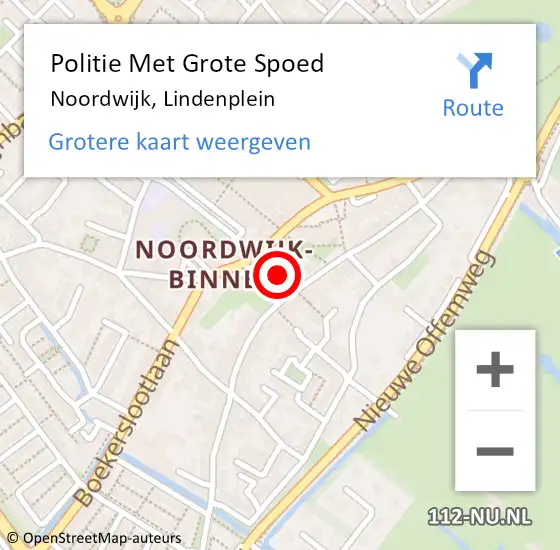 Locatie op kaart van de 112 melding: Politie Met Grote Spoed Naar Noordwijk, Lindenplein op 20 juni 2022 20:52