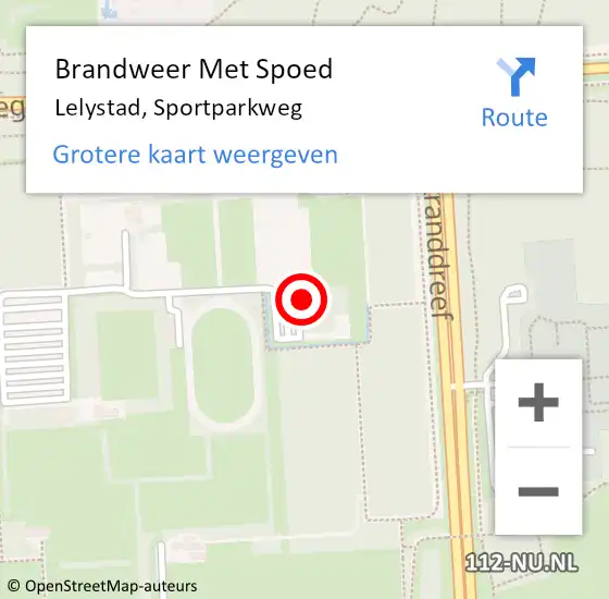 Locatie op kaart van de 112 melding: Brandweer Met Spoed Naar Lelystad, Sportparkweg op 20 juni 2022 21:02