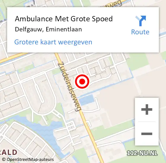 Locatie op kaart van de 112 melding: Ambulance Met Grote Spoed Naar Delfgauw, Eminentlaan op 20 juni 2022 21:07