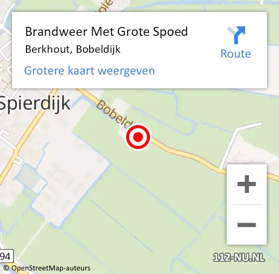 Locatie op kaart van de 112 melding: Brandweer Met Grote Spoed Naar Berkhout, Bobeldijk op 20 juni 2022 21:19