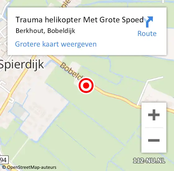 Locatie op kaart van de 112 melding: Trauma helikopter Met Grote Spoed Naar Berkhout, Bobeldijk op 20 juni 2022 21:20