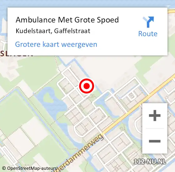 Locatie op kaart van de 112 melding: Ambulance Met Grote Spoed Naar Kudelstaart, Gaffelstraat op 20 juni 2022 21:34